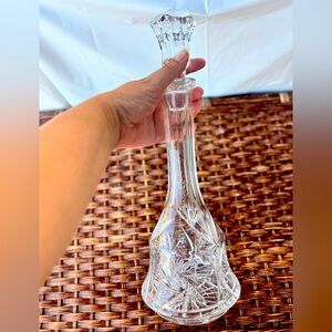 Vintage Cut Glass Pinwheel Decanter with Stopper | Crystal Carafe
